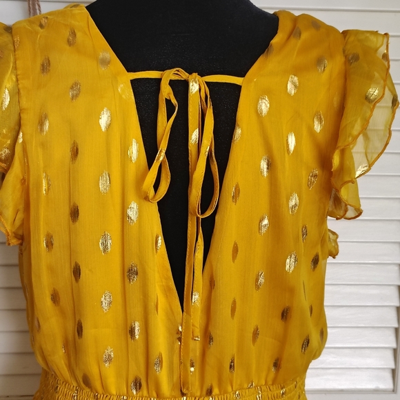 Lulus Yellow Sleeveless Dress with Gold Polka Dots - Picture 6 of 14